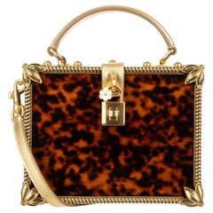 D&G Mother-of-Pearl DOLCE BOX Clutch Bag with Baroque Frame Brown Gold
