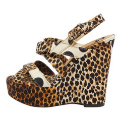 D&G Multicolor Canvas Wedge Platform Sandals Size 39