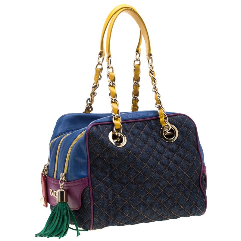 D&G Multicolor Fabric and Leather Lily Glam Bowler Bag at