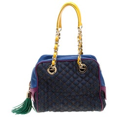 D&G Multicolor Lily Glam Bowler Tasche aus Stoff und Leder