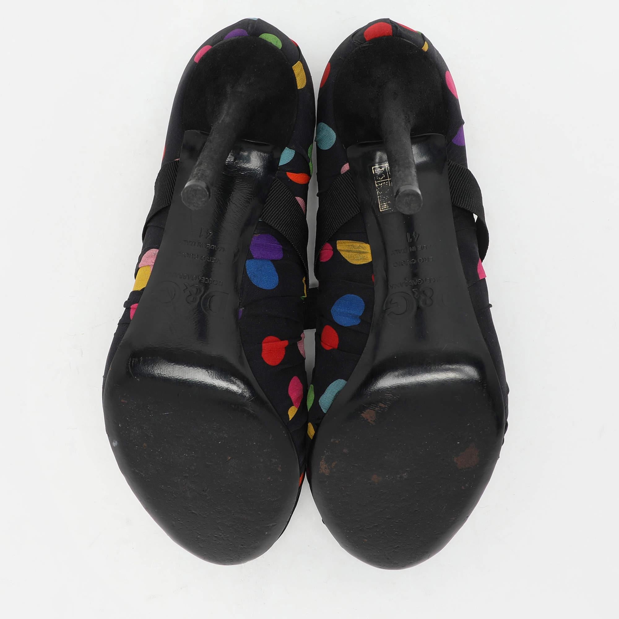 D&G escarpins à bout ouvert en tissu multicolore taille 41 en vente 1