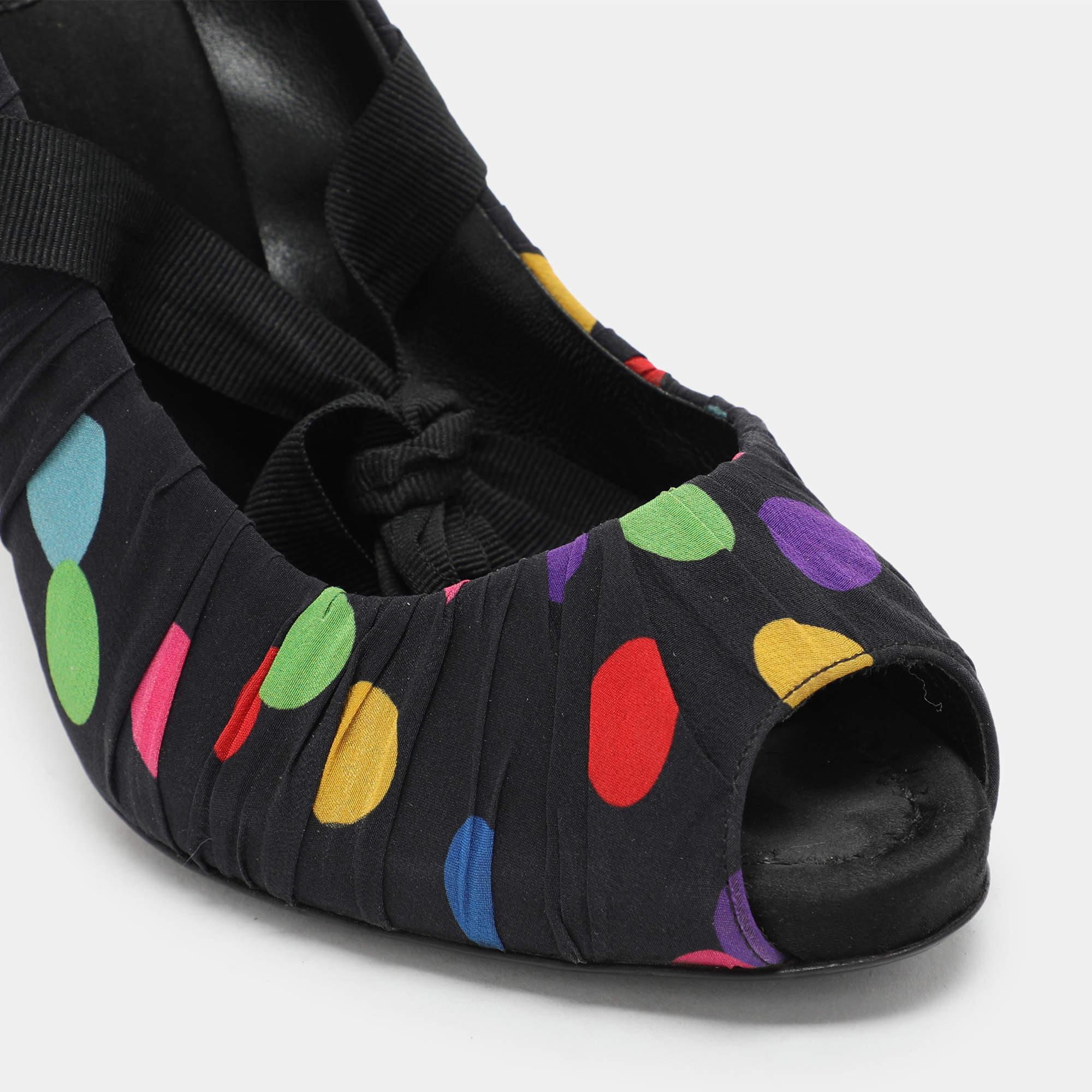 D&G escarpins à bout ouvert en tissu multicolore taille 41 en vente 2