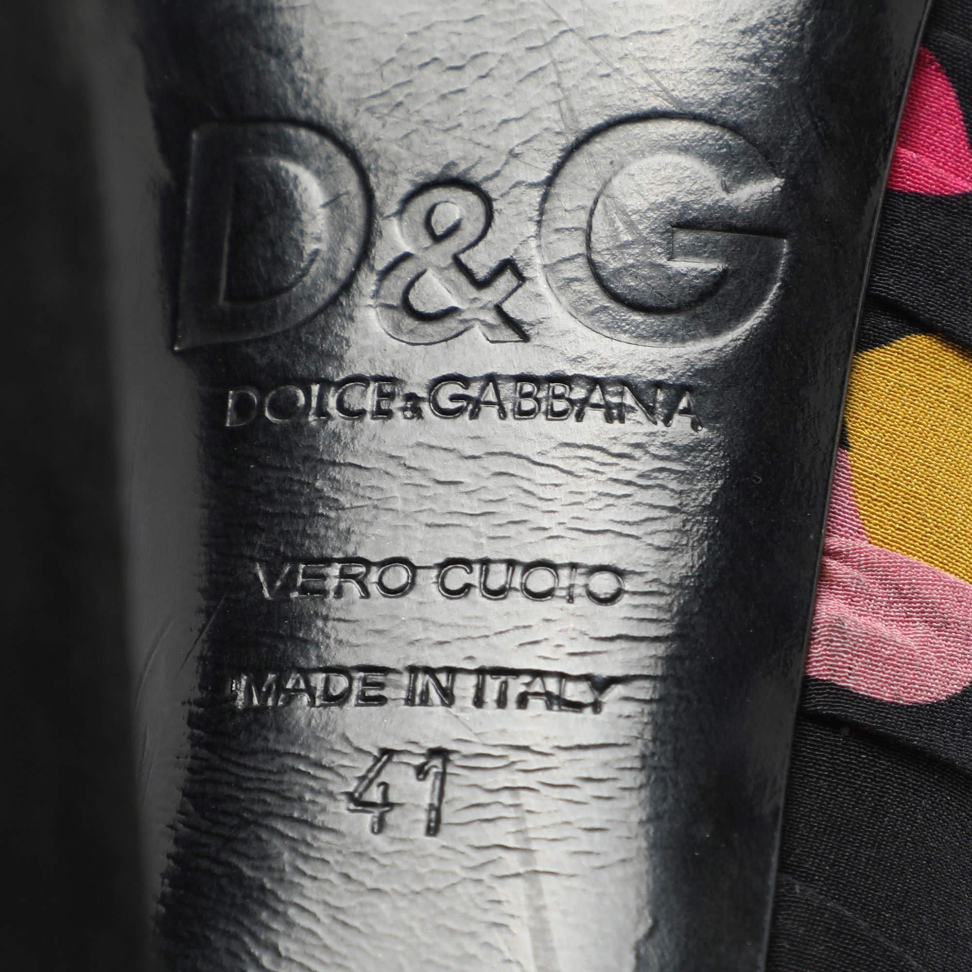 D&G escarpins à bout ouvert en tissu multicolore taille 41 en vente 3