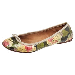 D&G Multicolor Floral Print Patent Leather Bow Ballet Flats Size 39