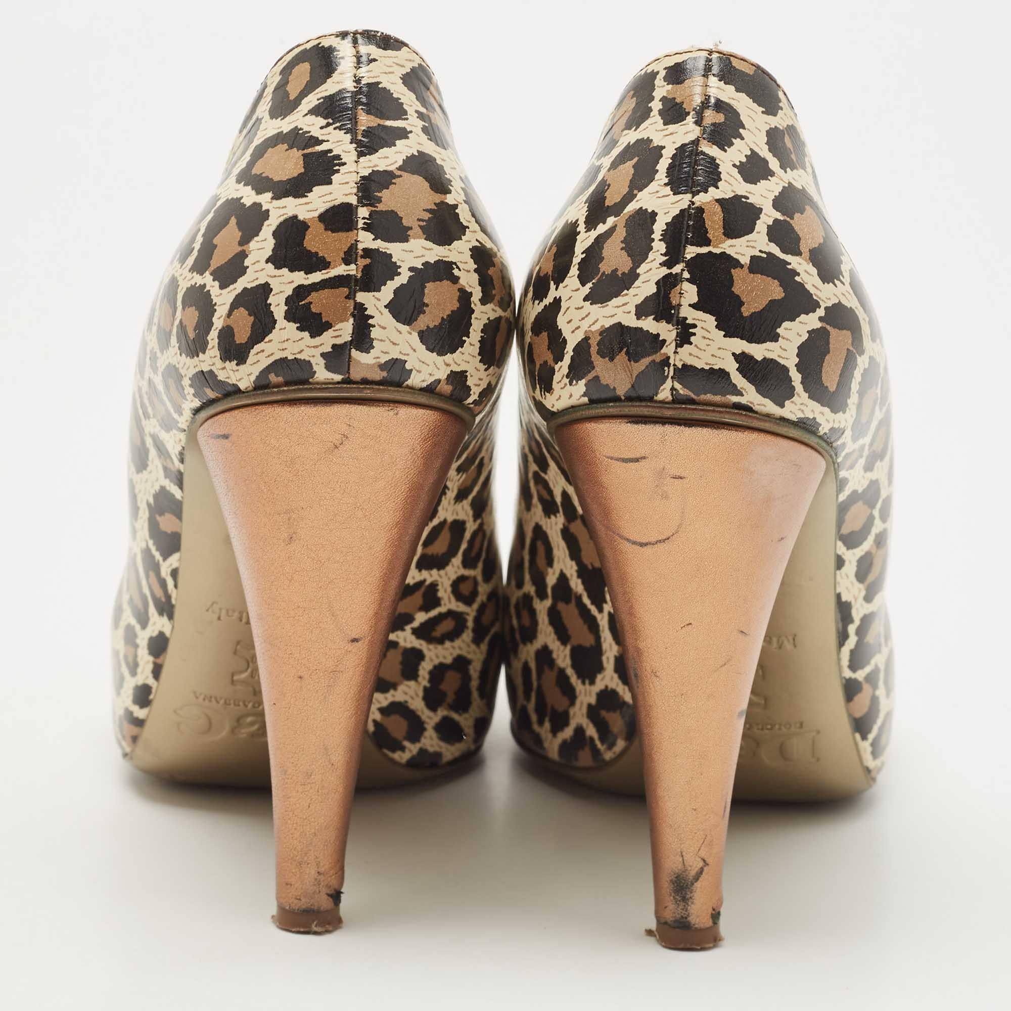  D&G escarpins à bout ouvert en cuir imprimé animal multicolore, taille 39,5 Pour femmes 