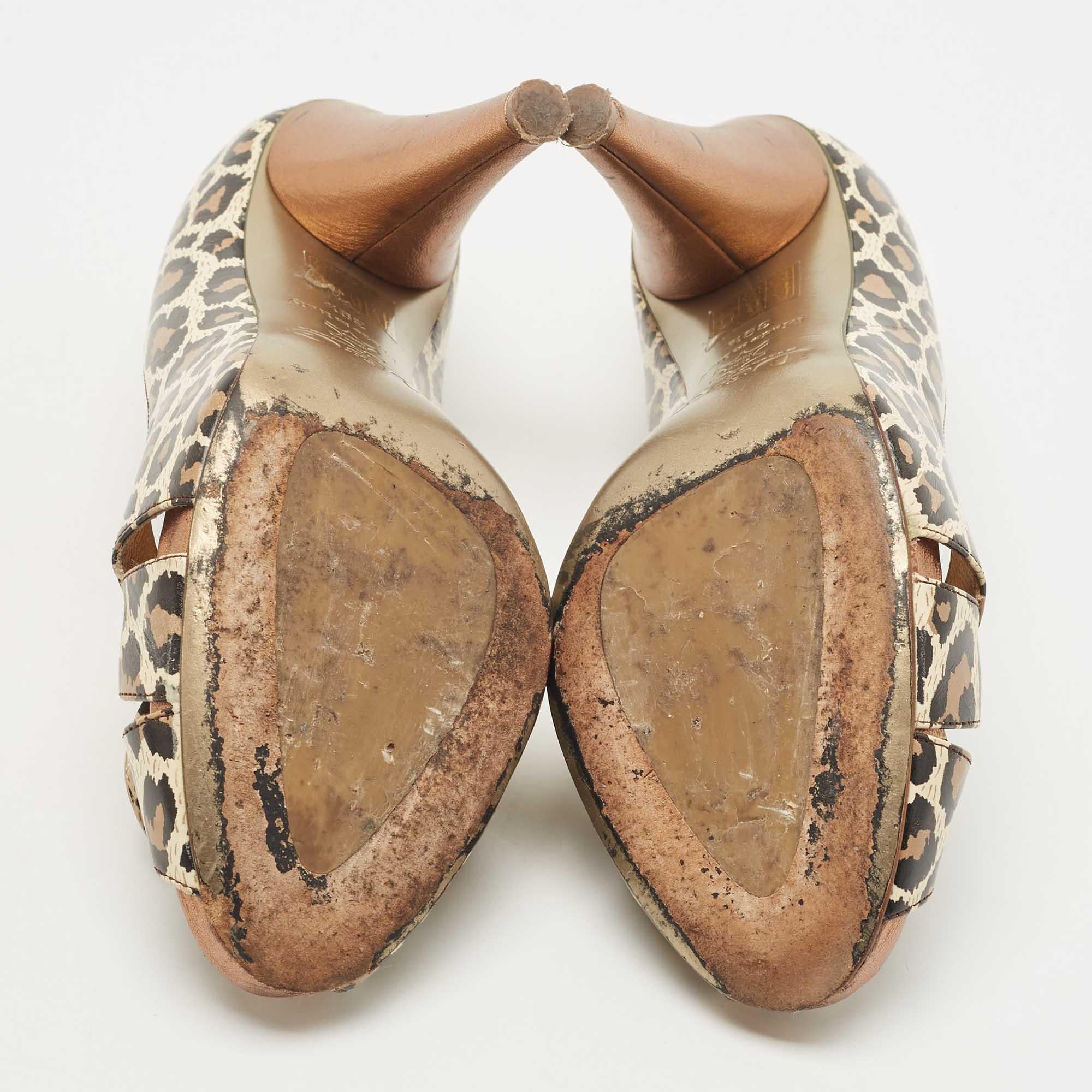 D&G escarpins à bout ouvert en cuir imprimé animal multicolore, taille 39,5 1