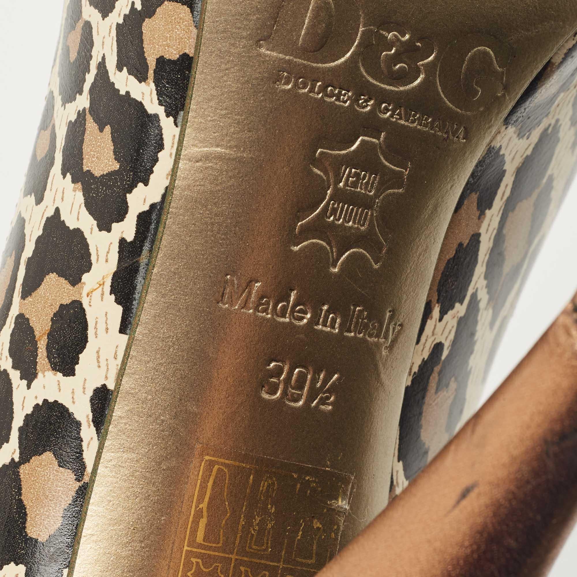 D&G escarpins à bout ouvert en cuir imprimé animal multicolore, taille 39,5 2