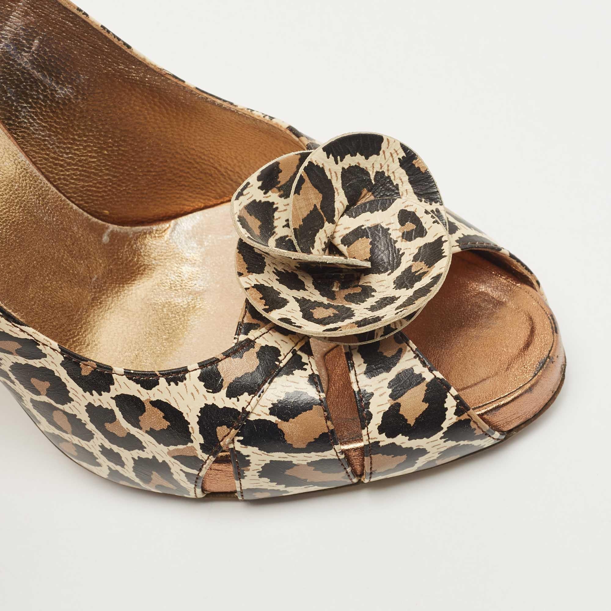 D&G escarpins à bout ouvert en cuir imprimé animal multicolore, taille 39,5 3