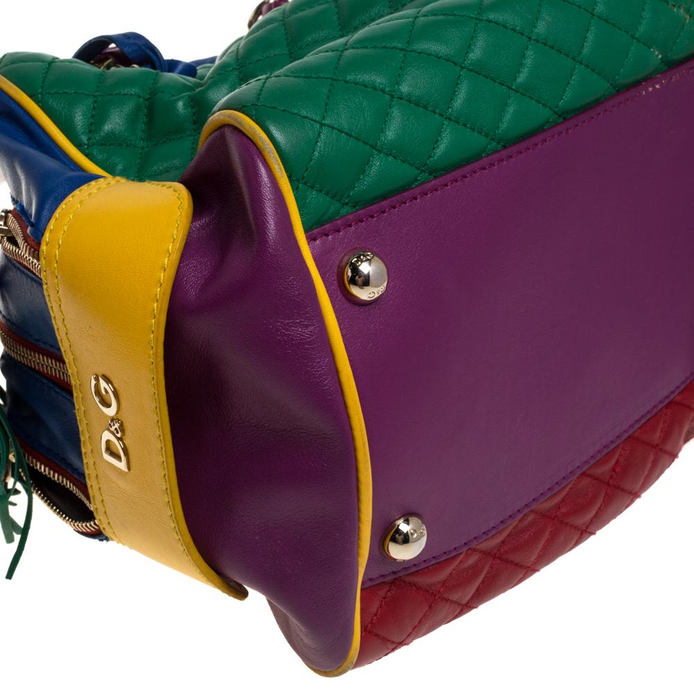 D&G Multicolor Leather Lily Glam Bowler Bag In Fair Condition In Dubai, Al Qouz 2