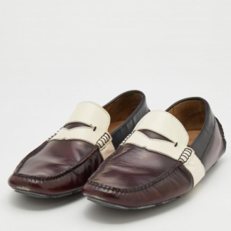Black D&G Multicolor Leather Penny Slip On Loafers Size 42