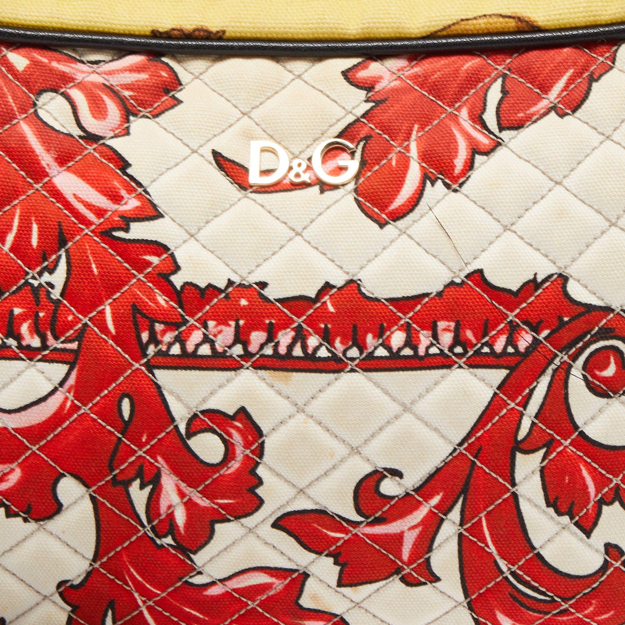 D&G Multicolor Quilted Printed Canvas Lily Glam Shoulder Bag 2