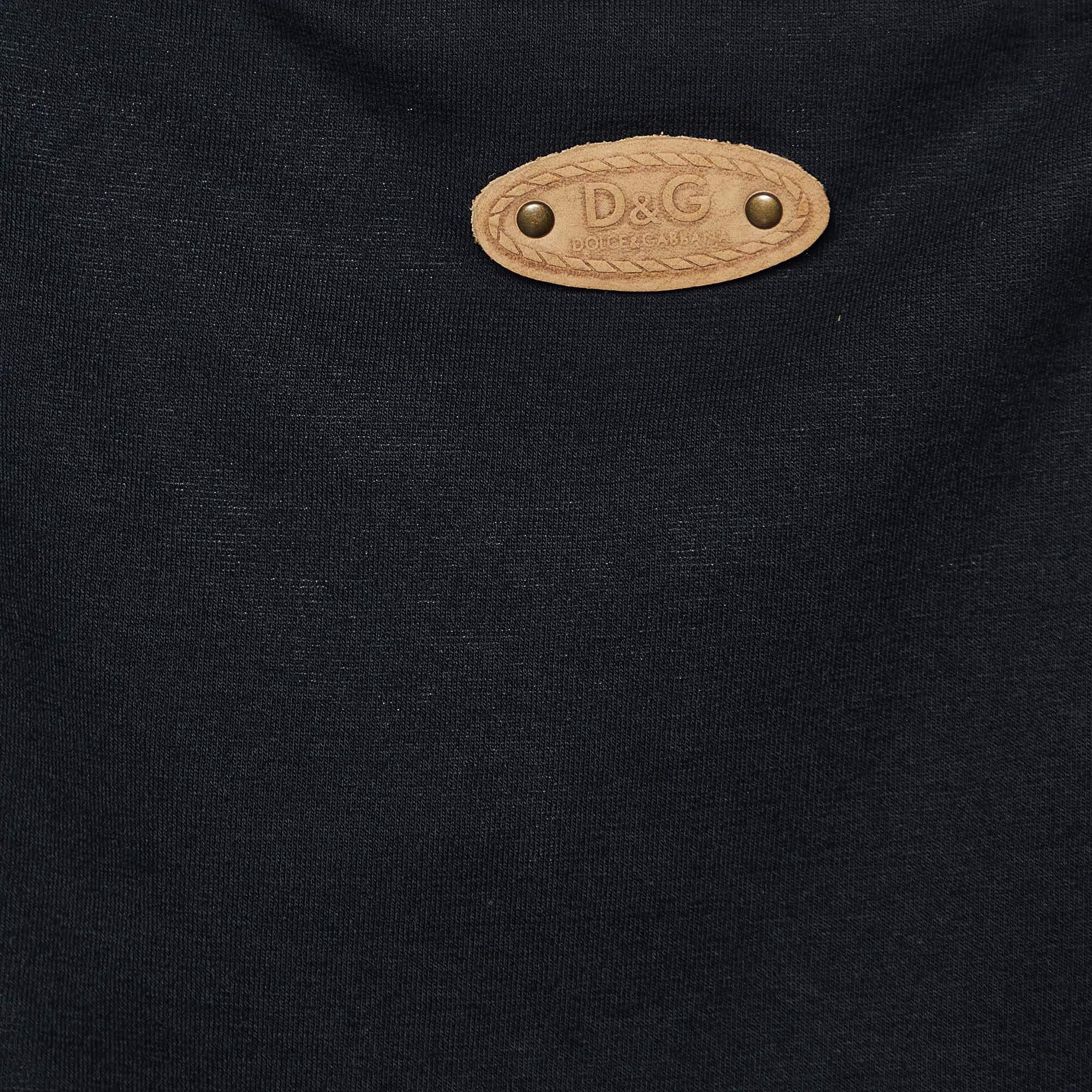 D&G Top sin mangas de punto de algodón azul marino S Negro en venta