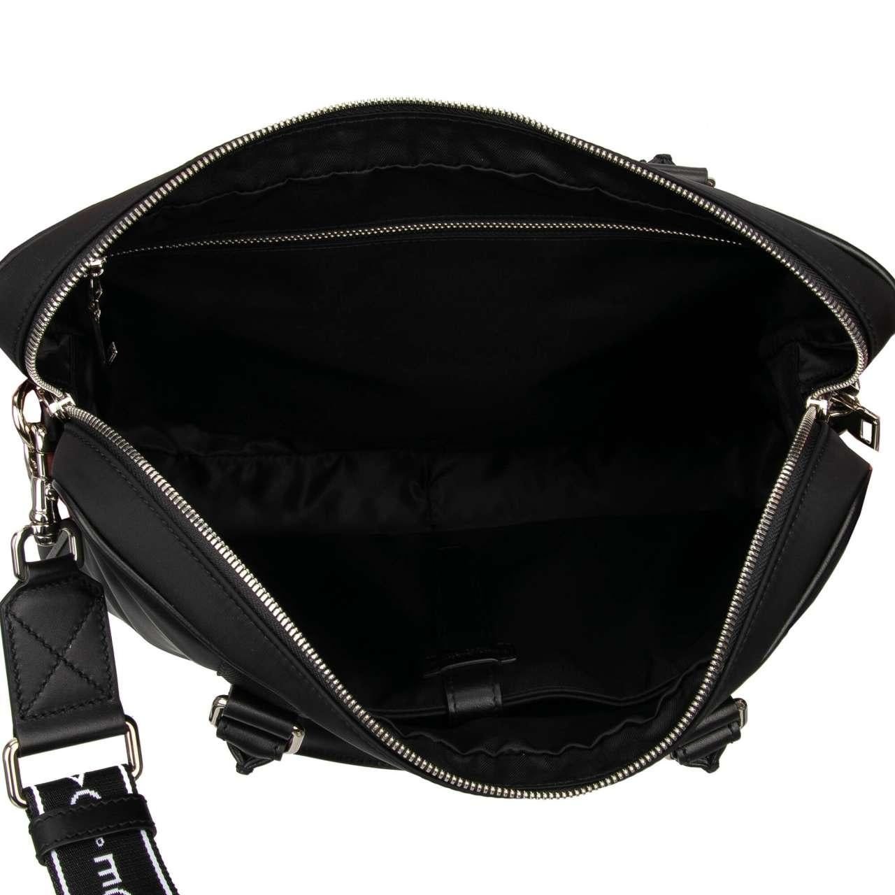 D&G - Nylon Laptop Briefcase with Leather Details and Logo Strap Black 2