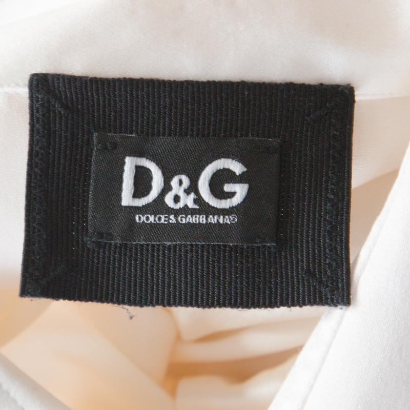 Women's D&G Off White Satin Long Sleeve Shirt S
