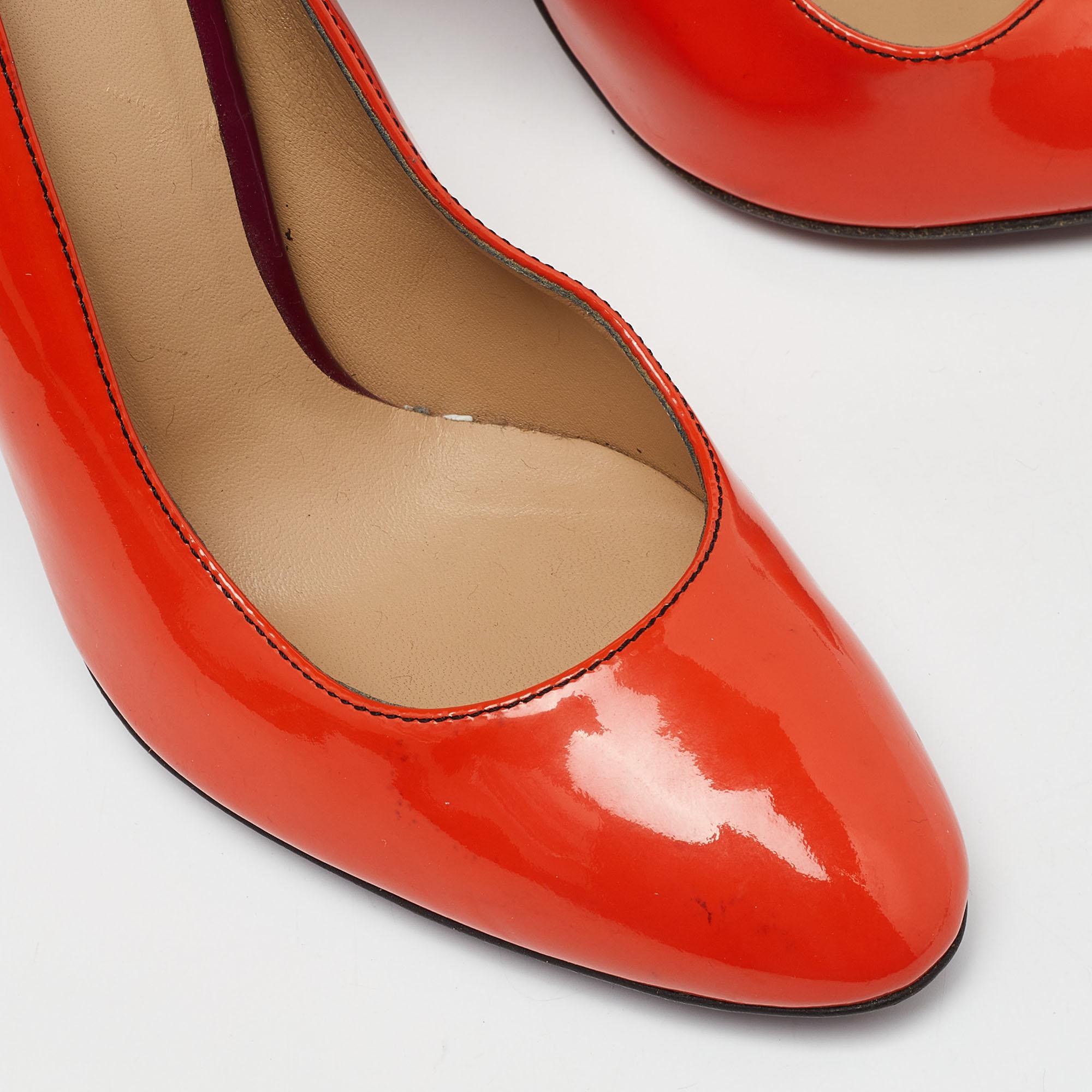 D&G Orange Patent Leather Round Toe Pumps Size 38.5 For Sale 2