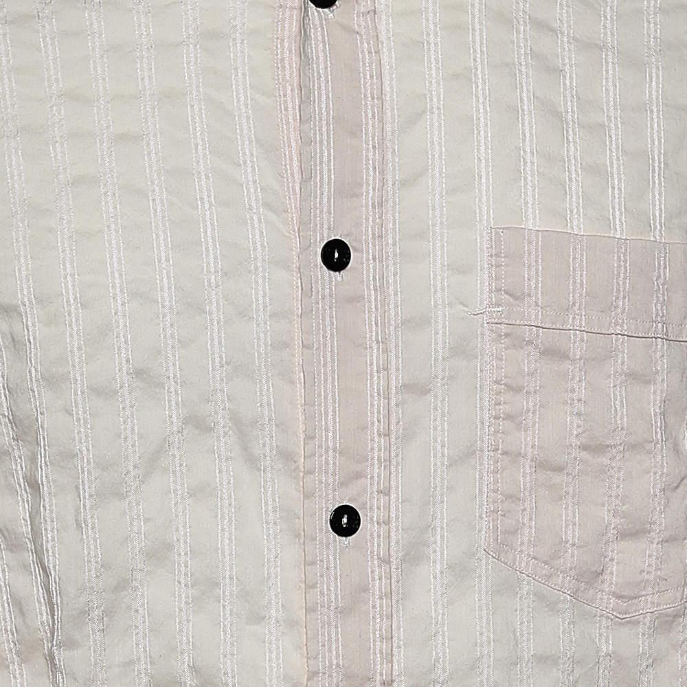 D&G Pink Textured Striped Cotton Button Front Shirt XL For Sale 2