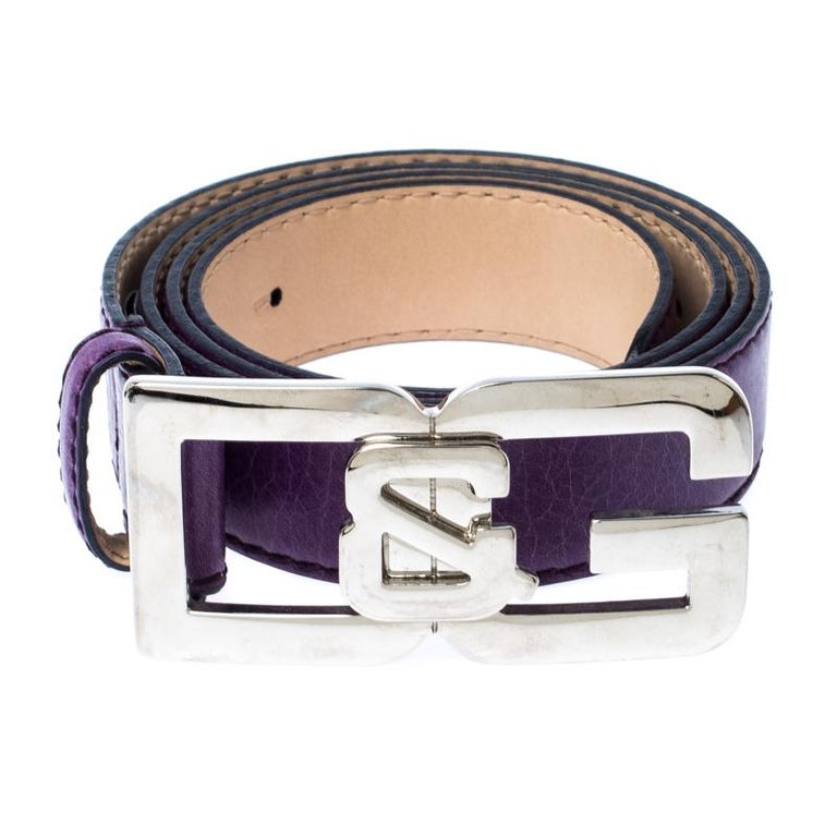 D G Purple Leather Buckle Logo Belt 95cm For Sale At 1stdibs