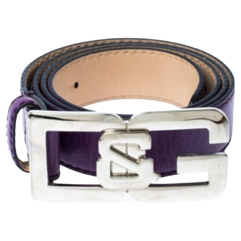D&G Purple Leather Buckle Logo Belt 95CM