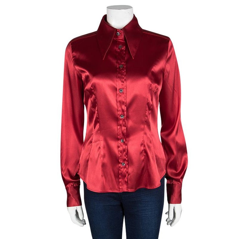 D&G Red Button Front Long Sleeve Shirt M For Sale at 1stDibs | d&g red