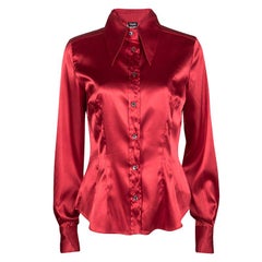 D&G Red Button Front Long Sleeve Shirt M