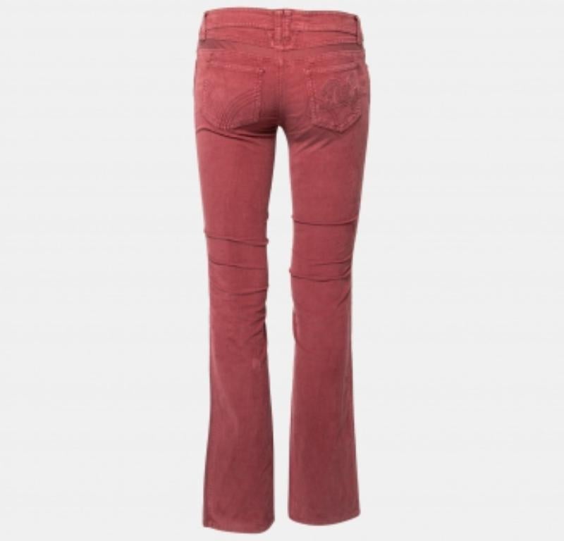 D&G Red Corduroy Low Rise Boot-Cut Tight Fit Pants S Waist 29