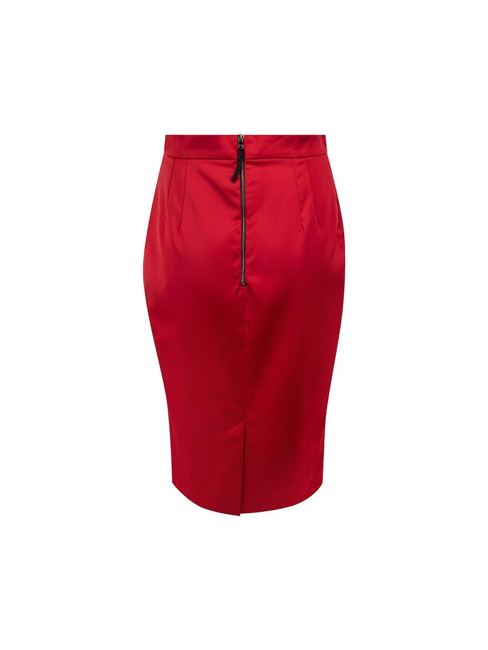 Dolce & Gabbana D&G Red Knee Length Pencil Skirt Size S In Good Condition In London, GB