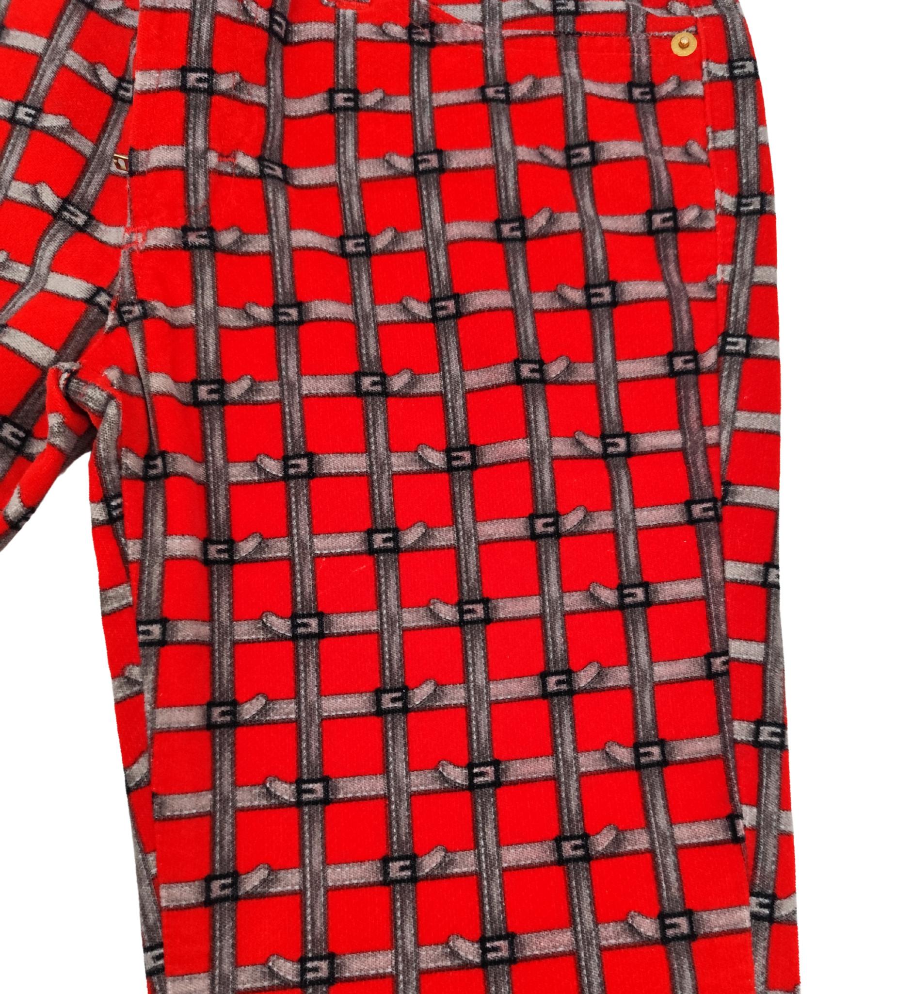 D.G. pantalon imprimé en velours rouge Bon état - En vente à Milano, IT