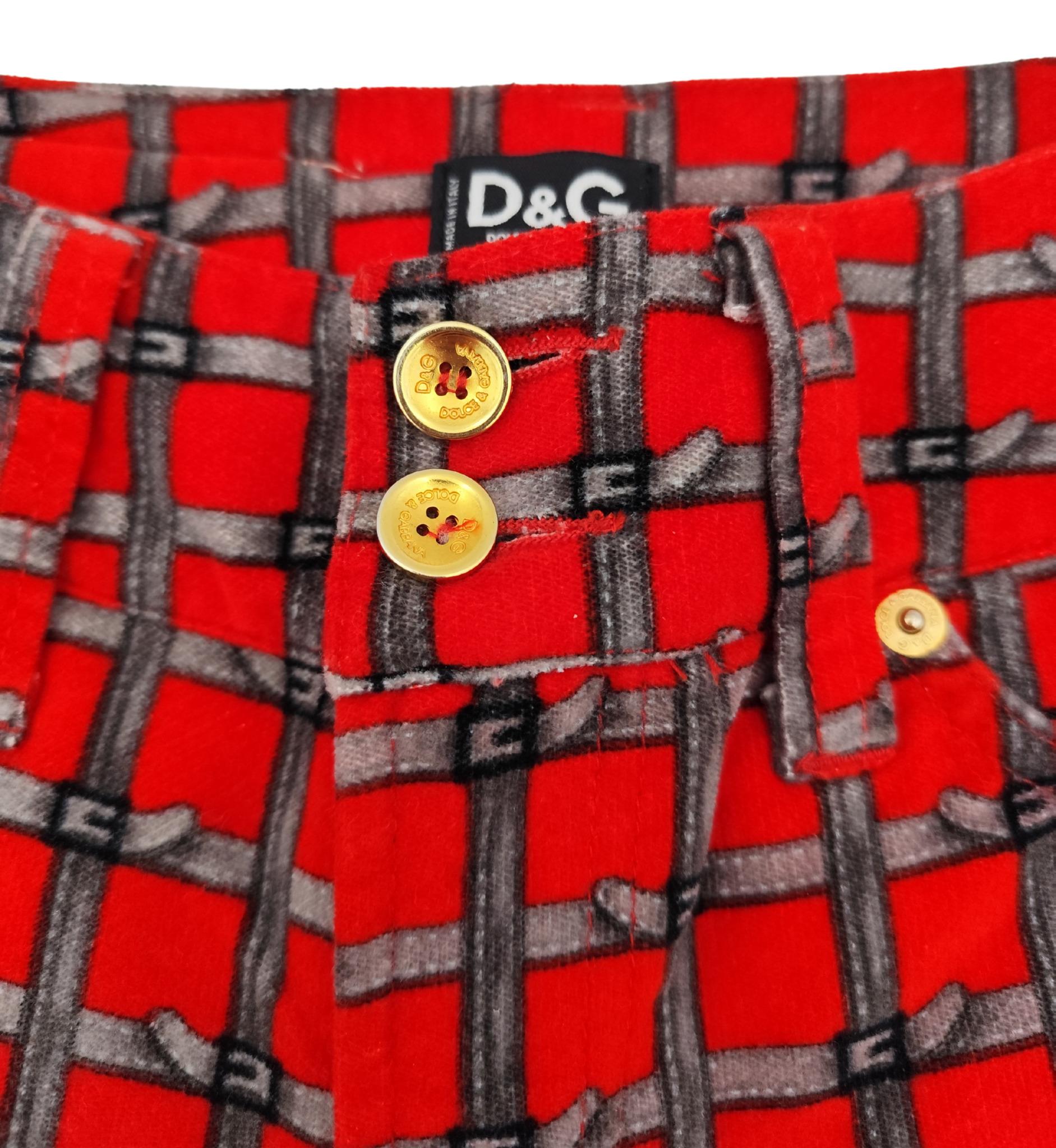 D.G. pantalon imprimé en velours rouge Pour femmes en vente