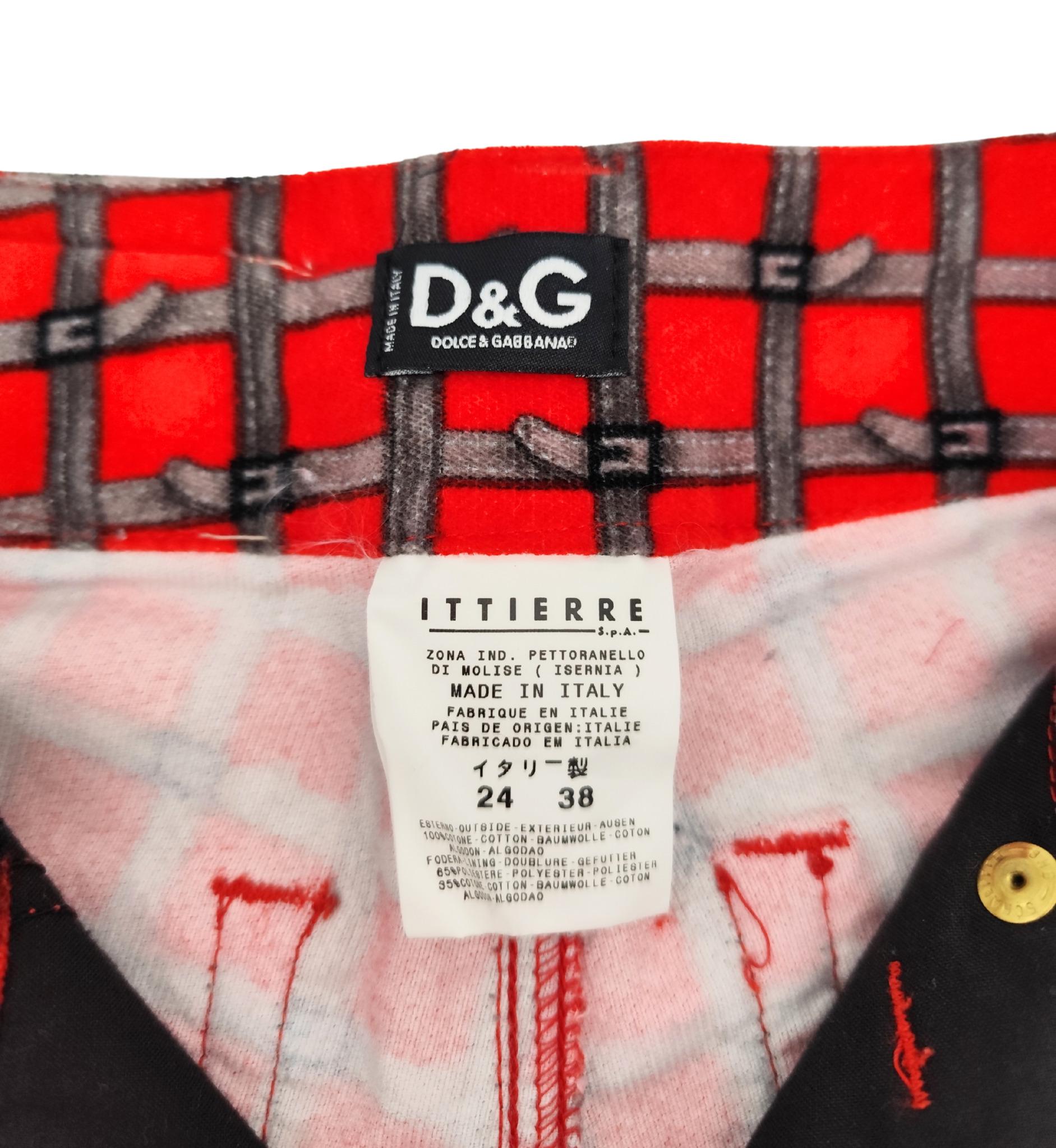D.G. pantalon imprimé en velours rouge en vente 4