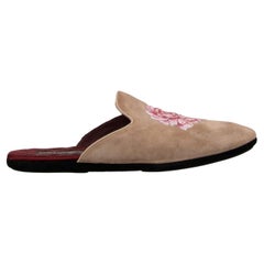 D&G - Rose Painted Suede Shoes Slipper YOUNG POPE Beige 44 UK 10 US 11