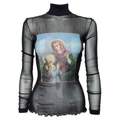 D&G S/S 1998 Virgin Mary Mesh Turtleneck Top