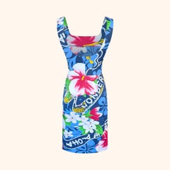 D&G S/S 2000 Runway Hawaian Flower Blue Dress