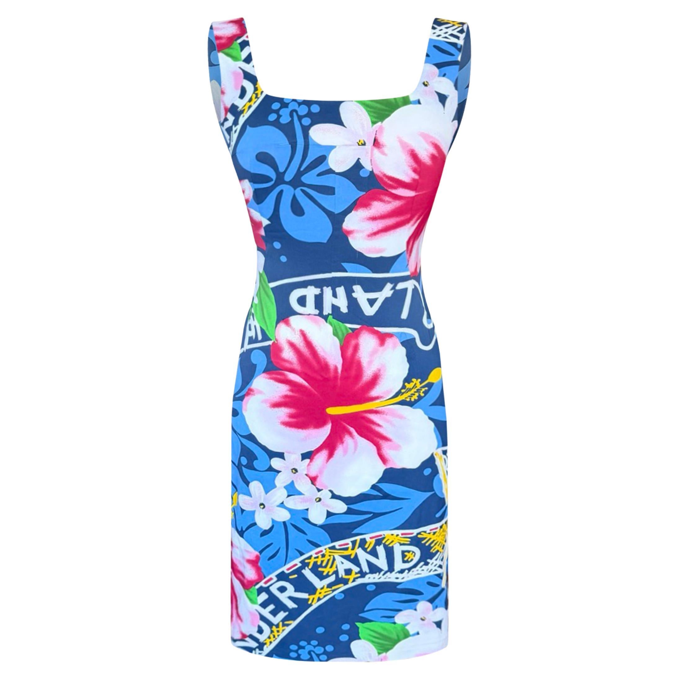 D&G S/S 2000 Runway Hawaian Flower Blue Dress