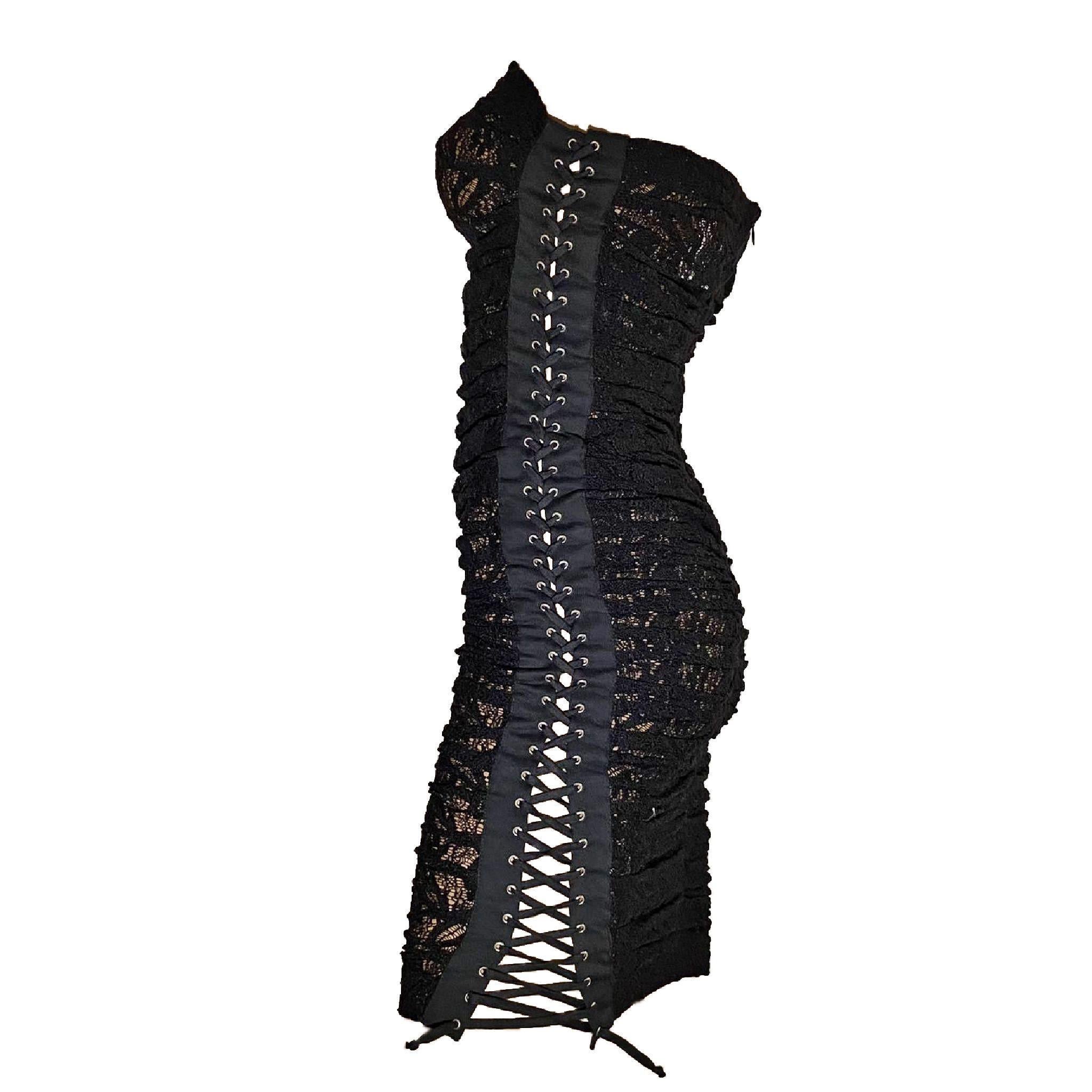 Black D&G S/S 2007 black lace sexy lace up mini dress (New with tags)