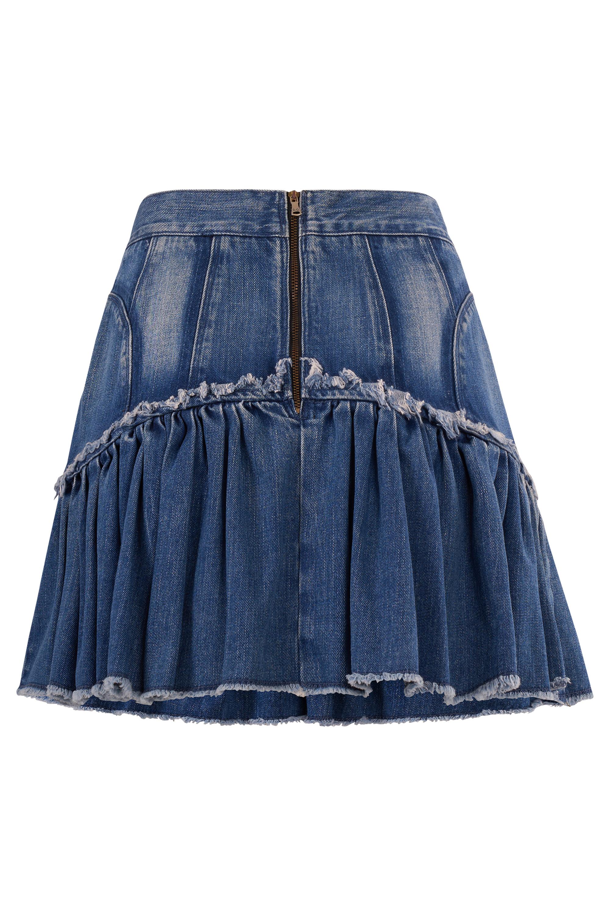 Purple D&G S/S 2010 Runway Ruffle Denim Mini Skirt For Sale