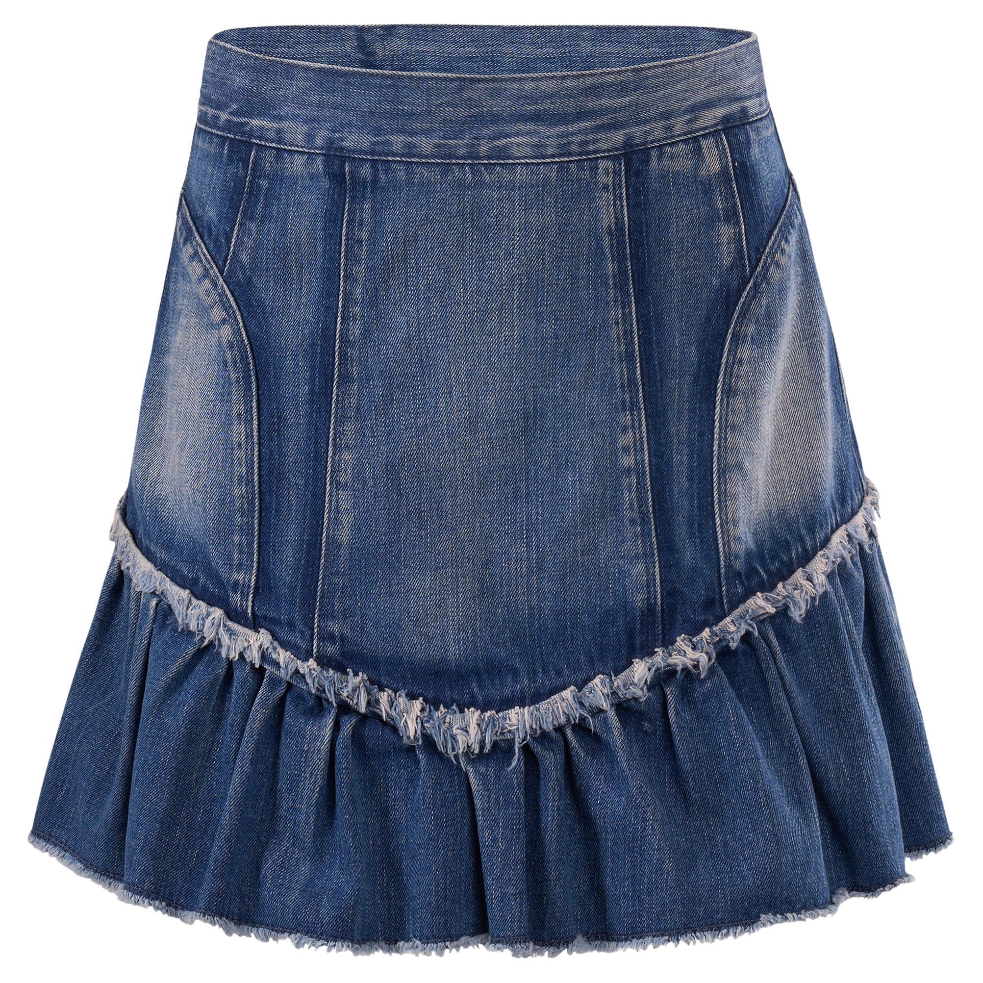 D&G S/S 2010 Runway Ruffle Denim Mini Skirt For Sale