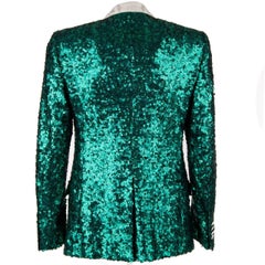 D&G Sequined Tuxedo Blazer SICILIA with Jacquard Lapel Green White 58