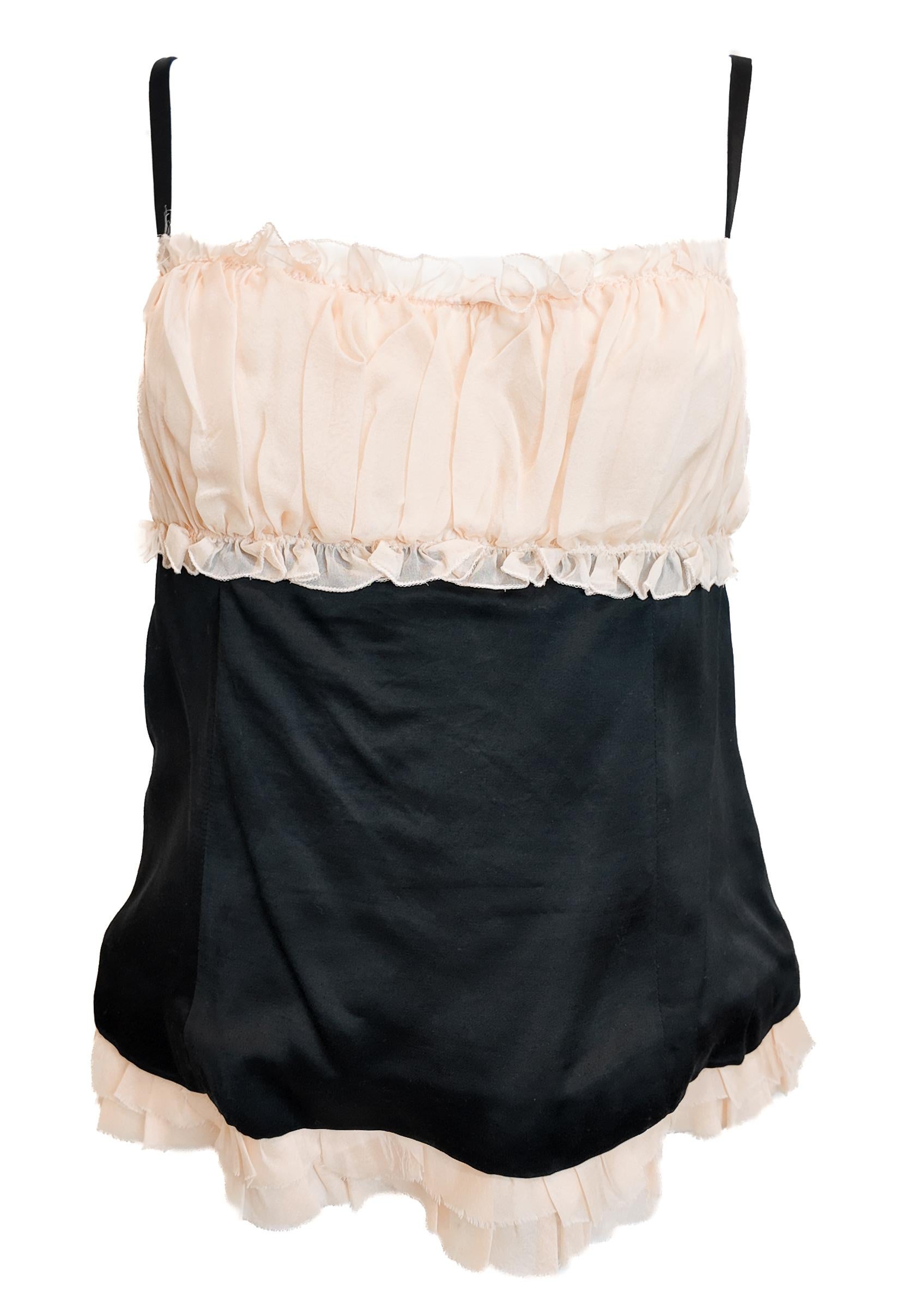 Bustier nero in seta di D.G. con busto a rosa e bordi increspati In condizioni ottime in vendita a Los Angeles, CA