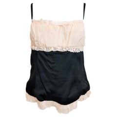 Bustier nero in seta di D.G. con busto a rosa e bordi increspati