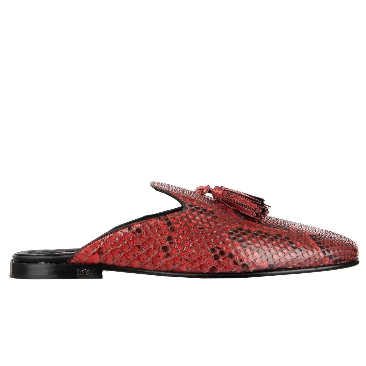 Men's D&G Snake Leather Tassels Shoes Slipper YOUNG POPE Red 44 UK 10 US 11 For Sale