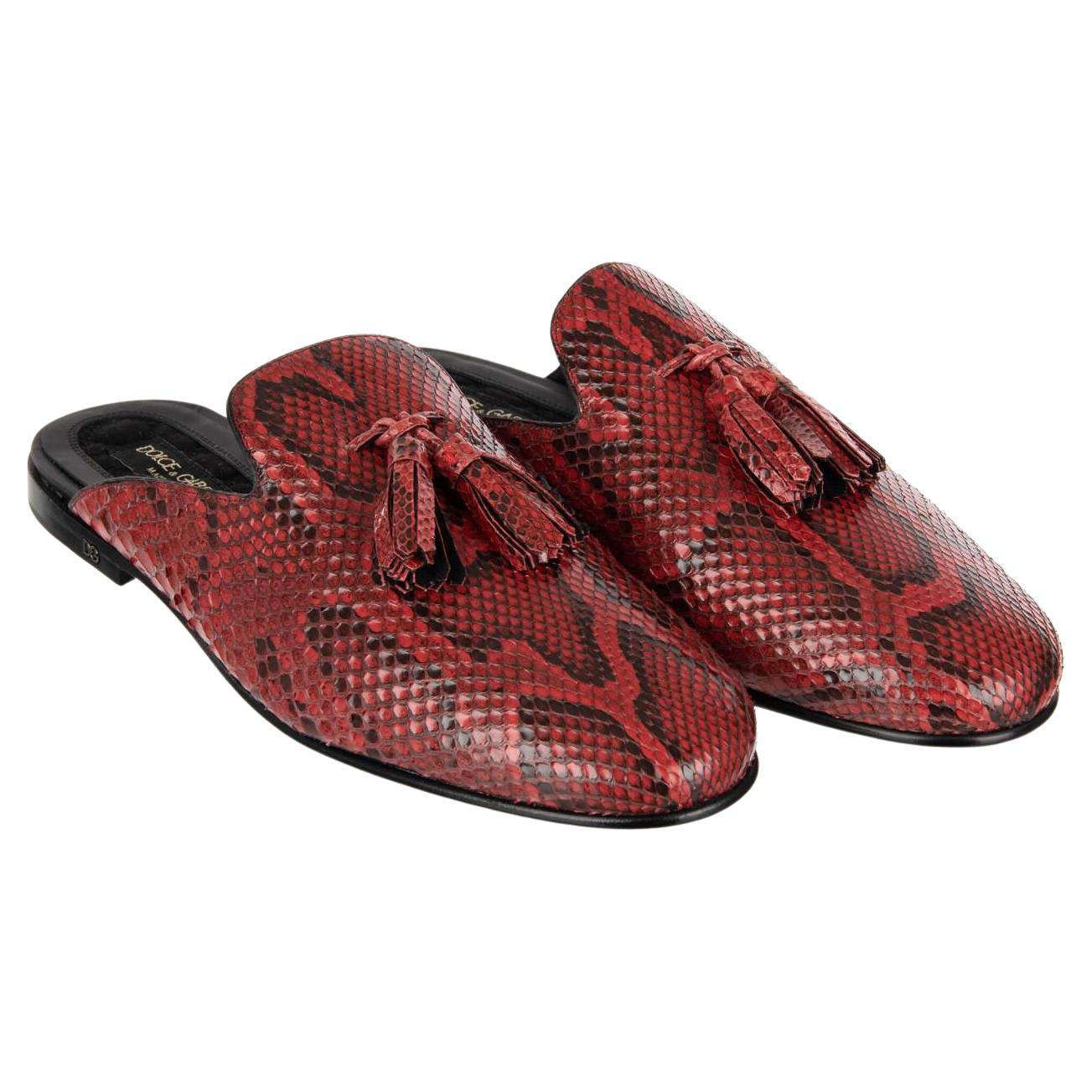 D&G Snake Leather Tassels Shoes Slipper YOUNG POPE Red 44 UK 10 US 11 For Sale
