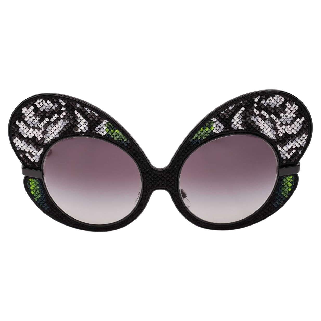 D&G Special Edition Butterfly Sunglasses DG2163 with Flower Embroidery Black For Sale