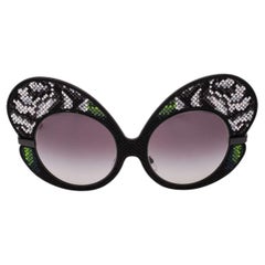 D&G Special Edition Butterfly Sunglasses DG2163 with Flower Embroidery Black
