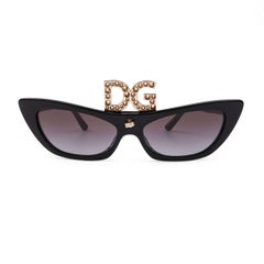 D&G Special Edition CIAO DG Cat Eye Sunglasses DG4334B with Crystals Black