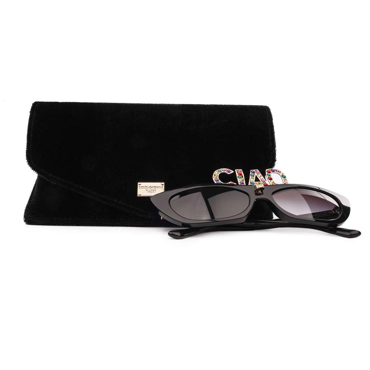 D&G Special Edition CIAO DG Cat Eye Sunglasses DG4334B with Crystals Black For Sale 1