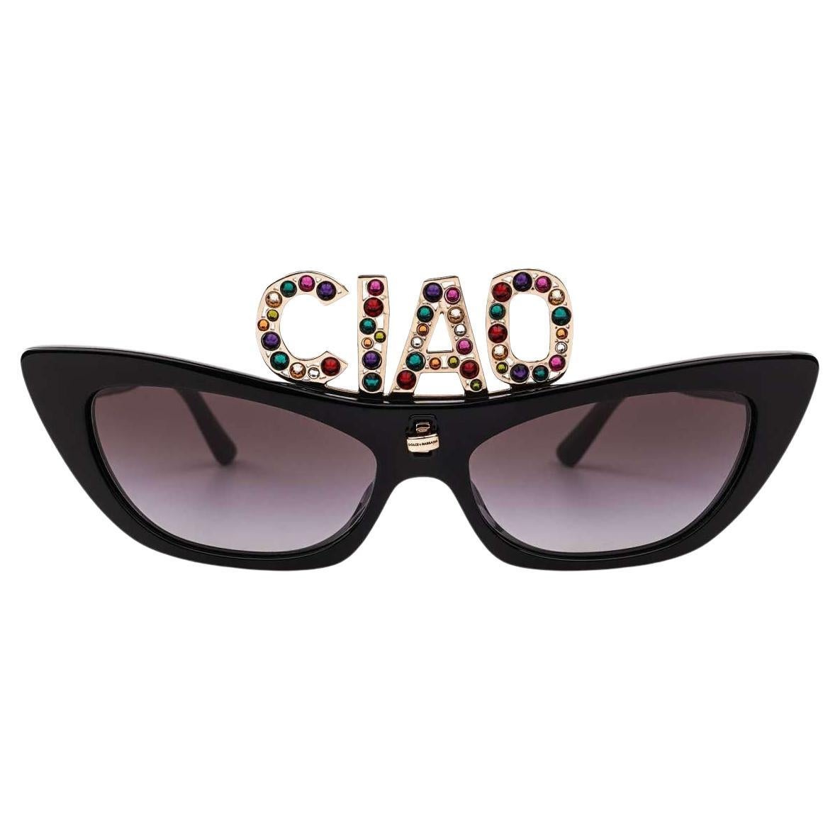 D&G Special Edition CIAO DG Cat Eye Sunglasses DG4334B with Crystals Black For Sale