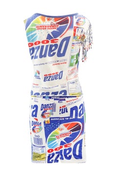 D&G SS02 'Danza 3000' Graphic Print Denim Skirt & Jersey Fringe Top Set