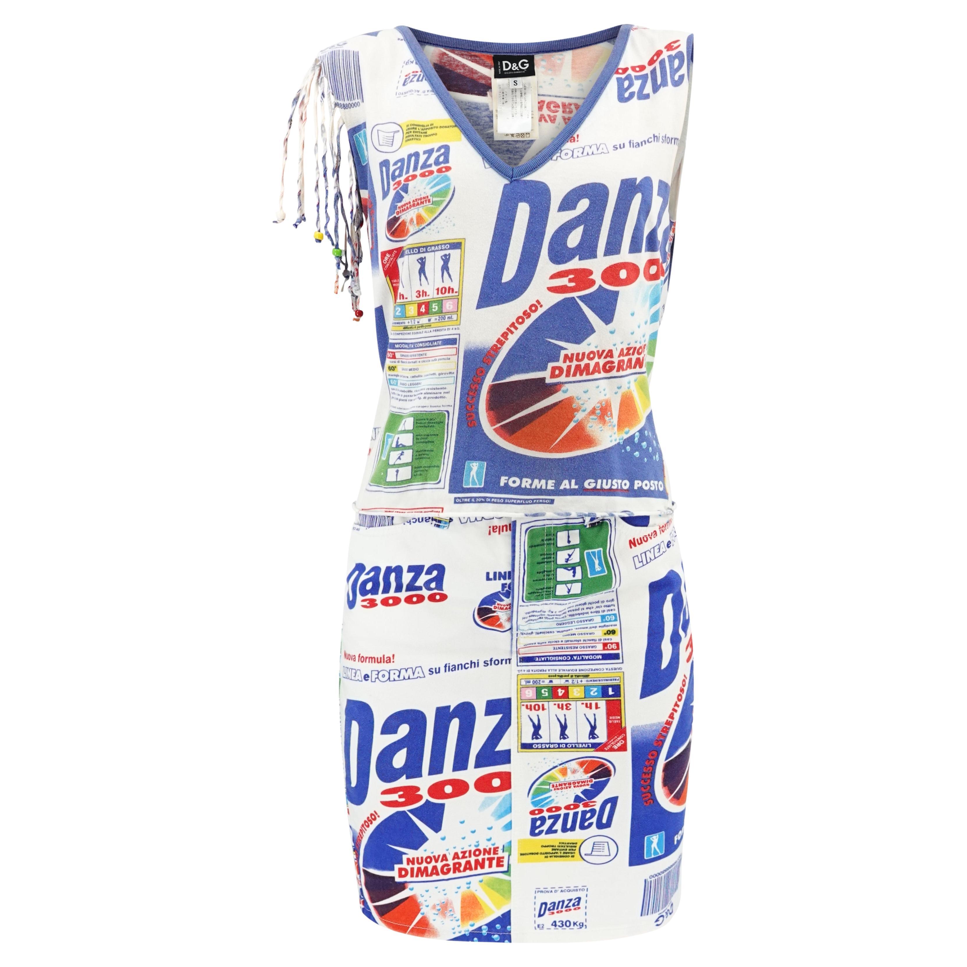 Dolce and Gabbana 2002 'Danza' Graphic Print Denim Skirt and