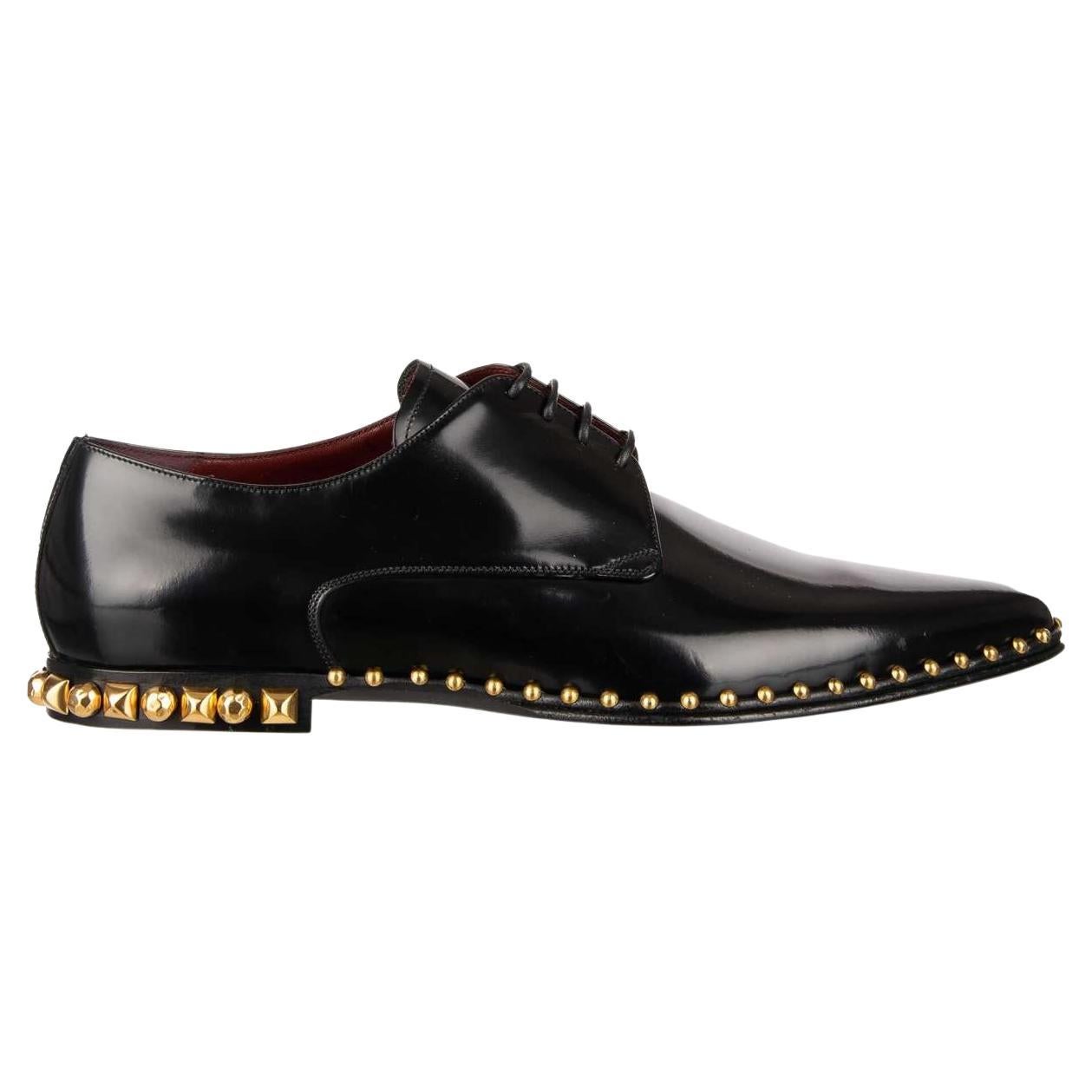 D&G Studded Classic Patent Leather Derby Shoes MILLENNIALS Black EUR 45 For  Sale at 1stDibs