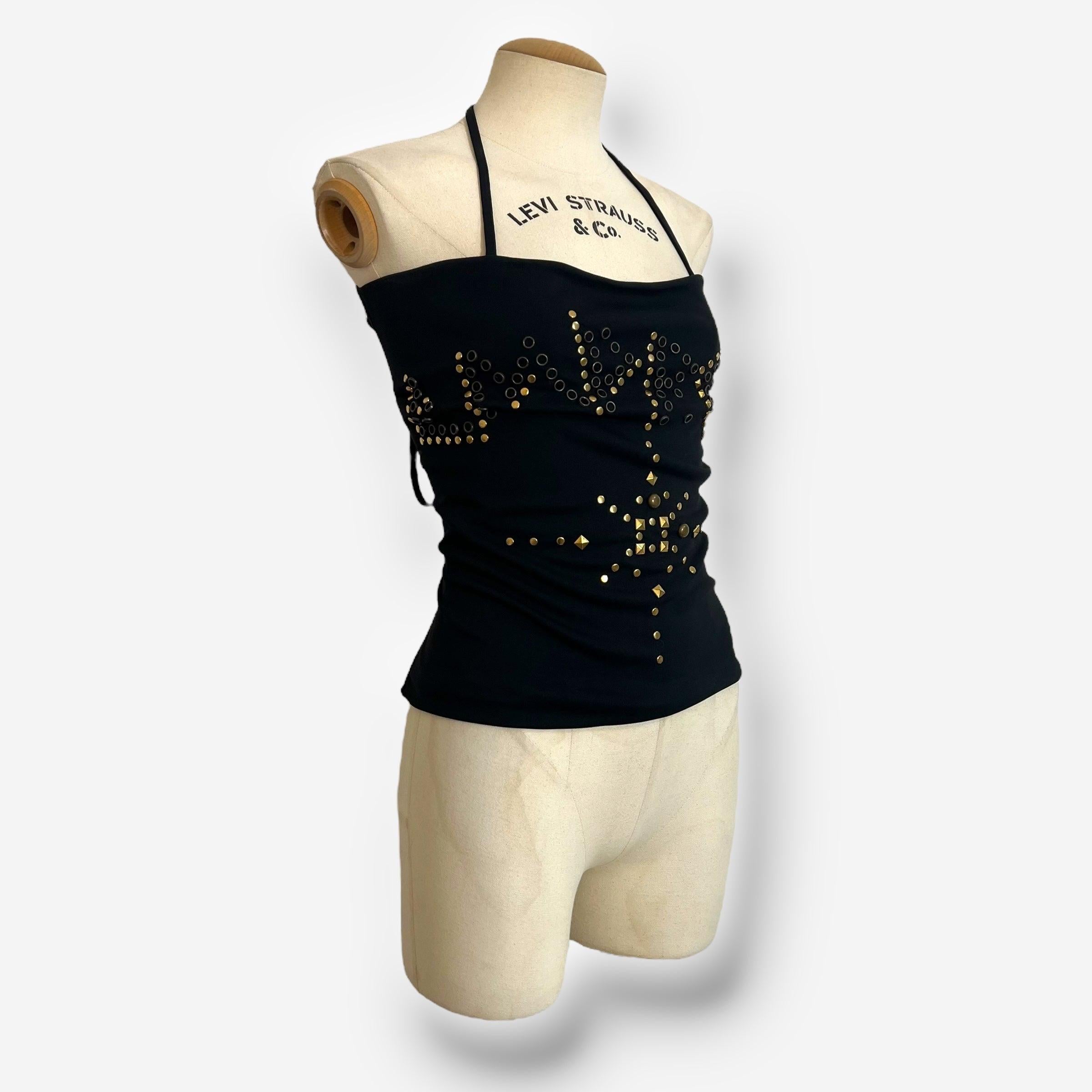 Donna D&G Studded Lace-Up Halter Top – Spring/Summer 2003 in vendita